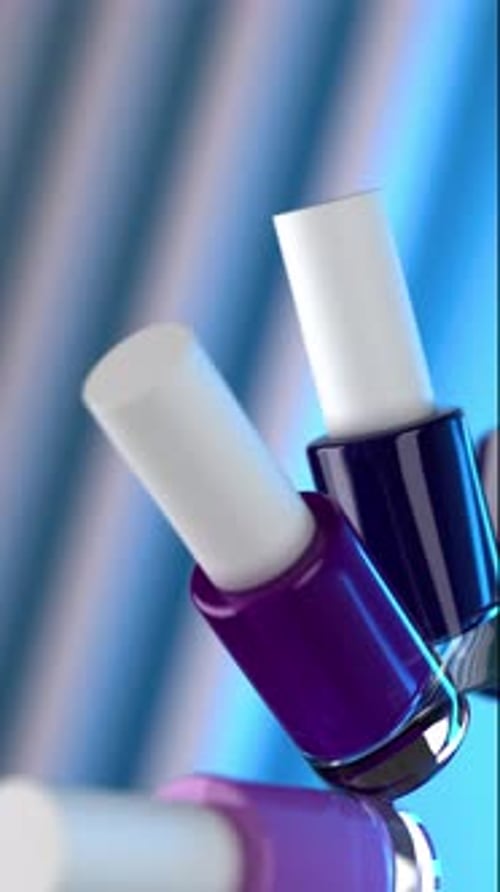 Floating Nail Polish Bottles Dynamic Beauty Product Animation