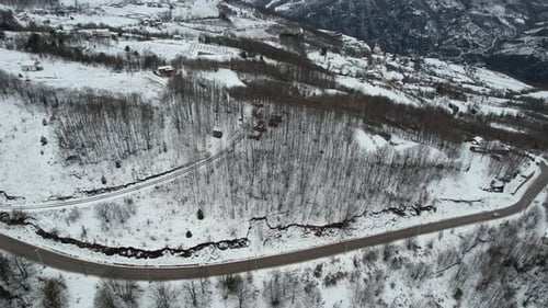 Aerial Mountains and Road