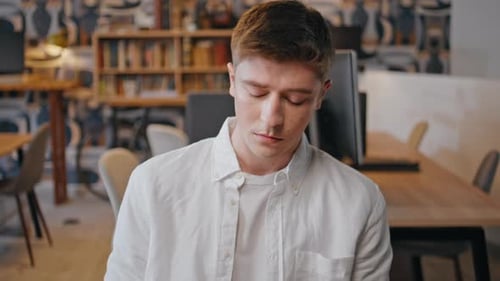 Serious Worker Writing Notes in Notebook Sitting Office Closeup Man Noting