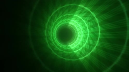 Abstract bright green glowing background with a tunnel of lines of energy