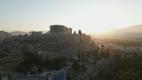 Aerial View of Acropolis and Athens at Sunrise