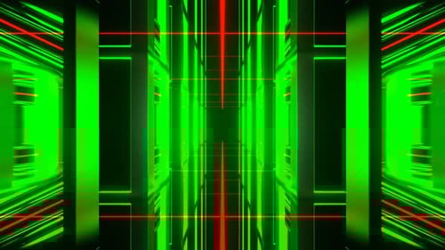 Green And Red Neon Tunnel Of Endless Mirrors Background Vj Loop In 4K