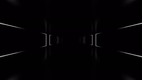 White Neon Area With Rotating Rectangles Background Vj Loop In 4K