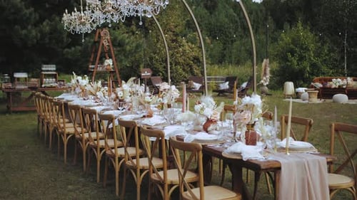 Outdoor Wedding Reception Table with Elegant Decor