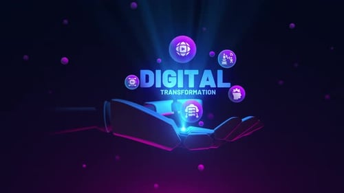 Futuristic Digital Transformation Concept with Robotic Hand and Icons