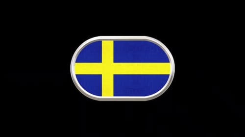 3D Animated Sweden Flag Icon Rotation