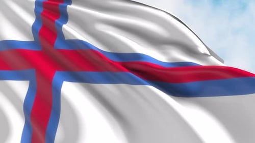 Faroese Flag Waving Animation with Realistic Fabric Texture