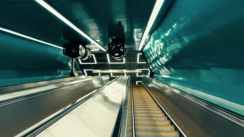 Moving Staircase In The Underground Subway