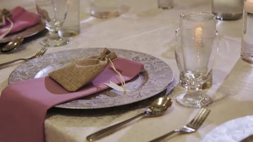 Close Up Shot of Elements Restaurant Filled with Tables and Candles Element of Wedding Ceremony