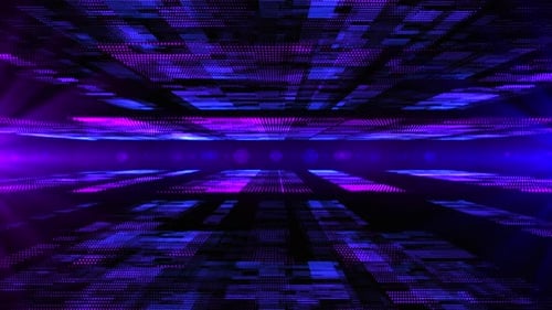Futuristic Digital Grid Tunnel Looping Background