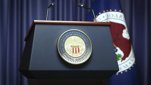 Federal Reserve System Fed of USA Chairman Press Conference Concept