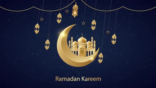 Ramadan Kareem 2024 New Style Blue Background 4K