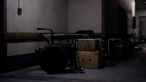Eerie Dark Hospital Corridor Panning