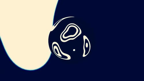 Ball with liquid pattern on background of moving lines