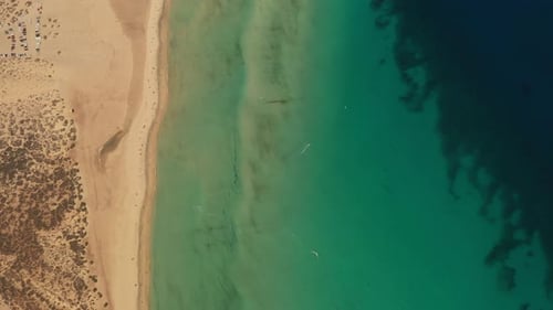 Aerial view of Sotavento beach, Spain.