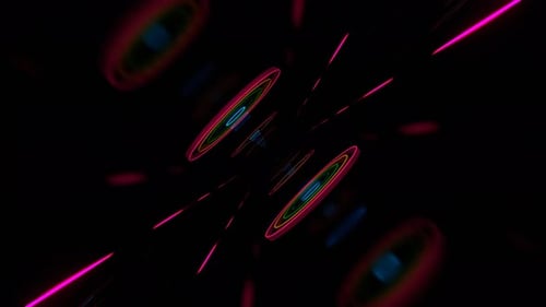 Multicolor Neon Rings Futuristic Motion Background Vj Loop In 4K