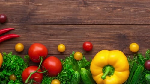 Farm Fresh Vegetables on Rustic Wooden Table
