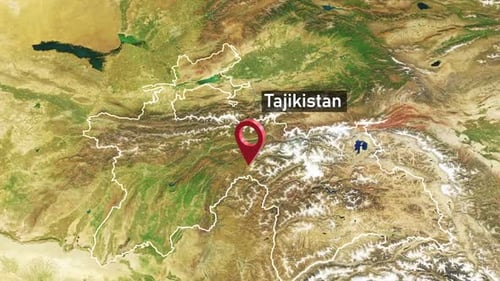 Tajikistan Country Zoom from Space