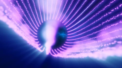 Funnel of purple energy tunnel glowing bright abstract background