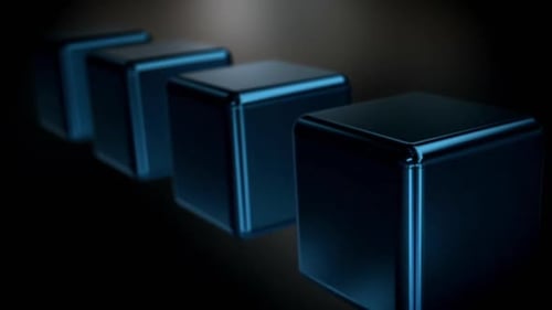 Rotation 3D Blue Cubes Loop