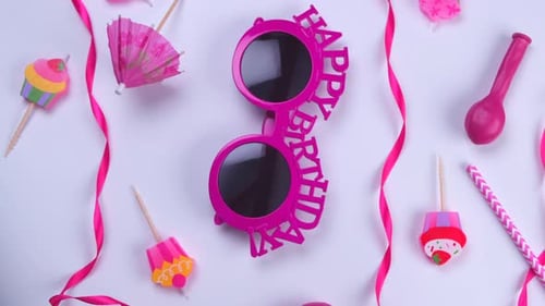 Happy Birthday Party Decorations Overhead Shot