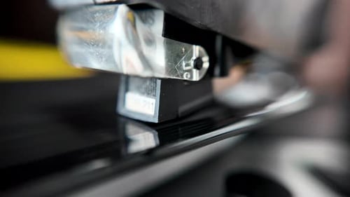 Detail Of Vintage Record Player With Spinning Vinyl. Shallow Focus Video. Extreme Close Up.