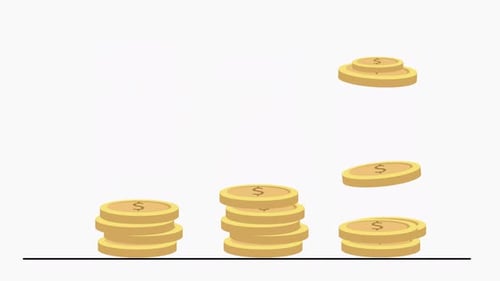 Flat Design Animation of Financial Growth and Stacking Coins