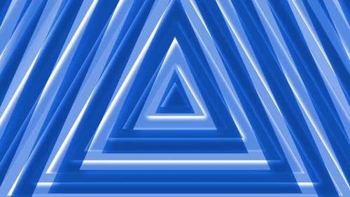 Abstract Blue Glowing Triangle Tunnel Loop Background