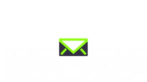Flat Design Animated Email Icon with Green Accents