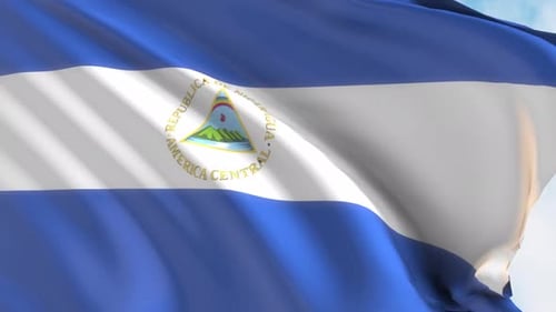 Realistic Waving Flag of Nicaragua