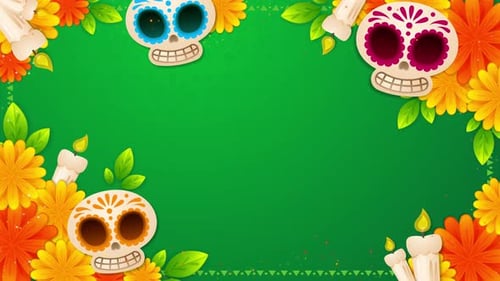 Dia De Muertos Day of Dead Green Background