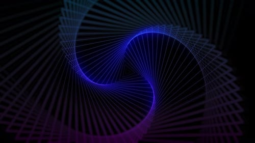 blue and purple neon tunnel moving into the distance, abstract 3D background