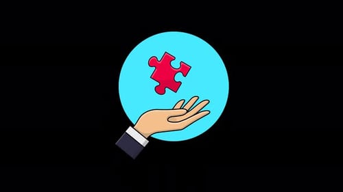 Animationsvideo zum Problem- und Lösungskonzept zum Halten von Puzzles in der Hand — transparent