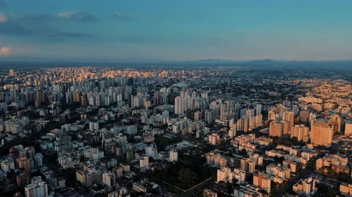 Stunning Cityscape Drone View at Golden Hour
