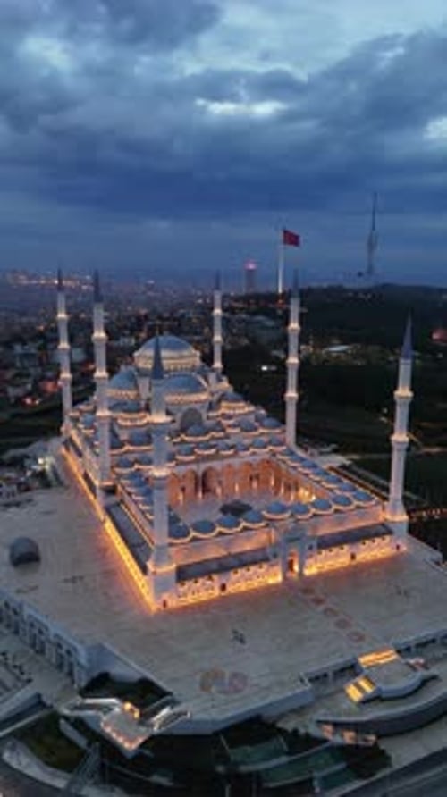 Beautiful drone view of the Blue Mosque or Sultanahmet Mosque on a bright sunny day, Istanbul, Turke