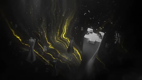 Stylized Chess Pieces Reveal with Golden Energy Flow