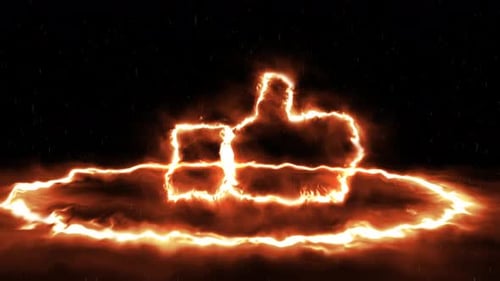 Fiery Thumbs Up Icon Energy Reveal