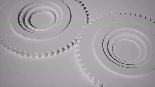 Seamlessly Interlocking 3D Grey Gears Animated Loop