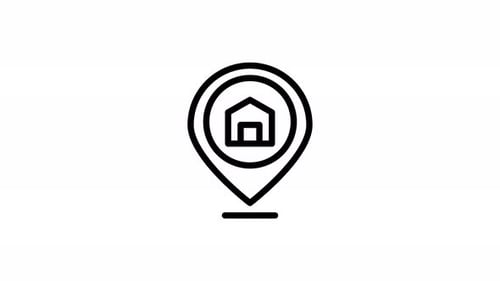 Minimalist Home Location Map Pin Icon Animation