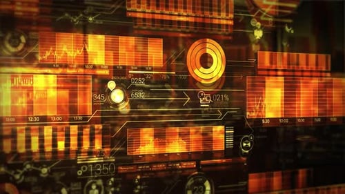 Futuristic Data HUD Display for Corporate Technology Analysis