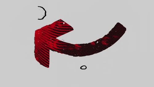 Printed Grunge Red & Black Curved Arrow