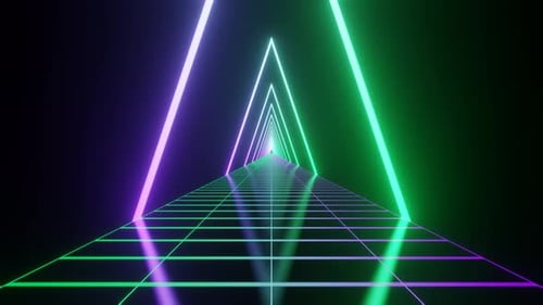 Turquoise And Purple Sci Fi Neon Glowing Cyberpunk Road Background Vj Loop In 4K