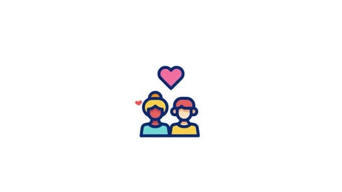 Animated Flat Design Icon of Couple with Heart