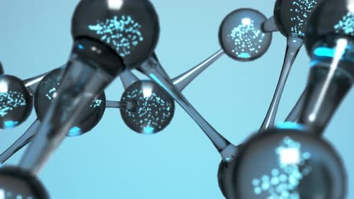 3D Science Molecular Network Animation with Glowing Blue Particles