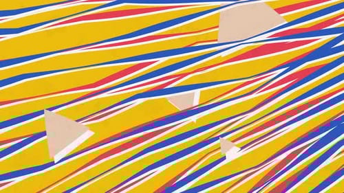 Abstrakte Komposition bestehend aus chaotisch verstreuten animierten geometrischen Elementen