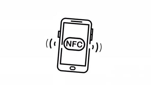 NFC Mobile Payment Line Art Animated Looping Video Alpha Channel Icon