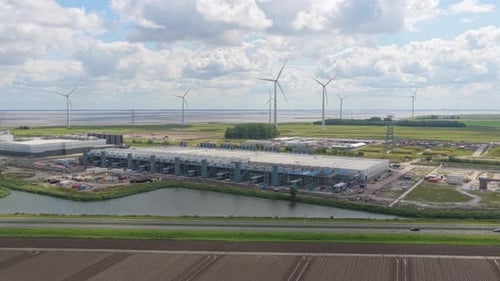 Drone view of hyperscaler facility in Eemshaven, Groningen province