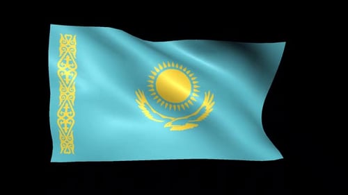 Waving Kazakhstan Flag Seamlessly Looping Animation