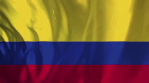 Realistic Waving Flag Of Colombia Loop Background