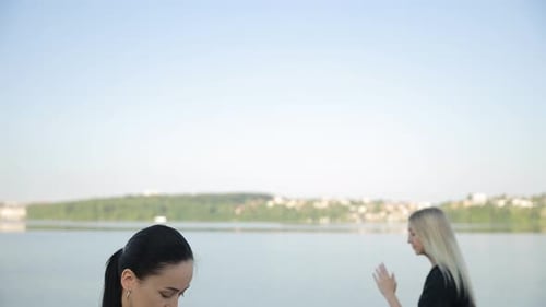 Young Positive Lady Trainer During Fitness Training Outdoors in Park A Women Perform Fitness